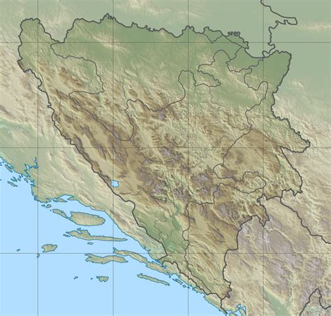 Detailed Relief Map Of Bosnia And Herzegovina Bosnia And Herzegovina