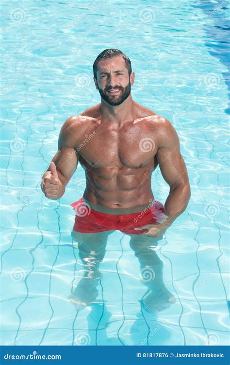 Man In The Swimming Pool Stock Photo Image Of Ethnicity 81817876