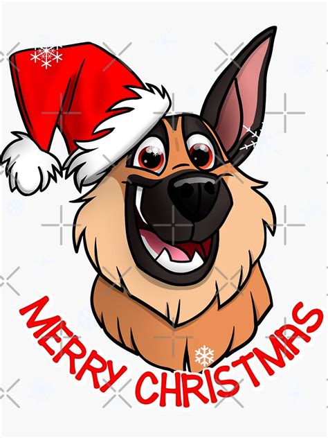 Merry Christmas German Shepherd Sticker By Polygrafix Redbubble