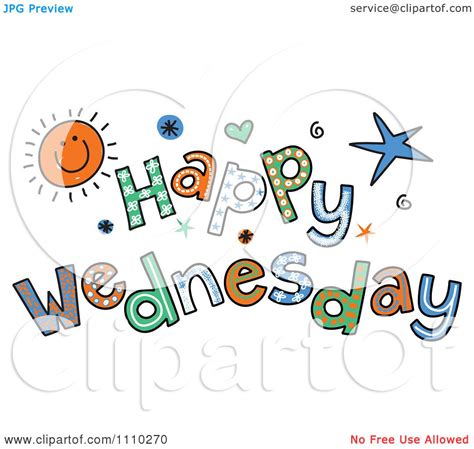 Clipart Colorful Sketched Happy Wednesday Text Royalty Free Vector