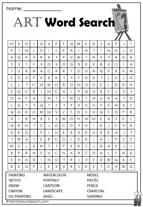Nice Art Word Search Art Just For Fun And Early Finishers Pinterest