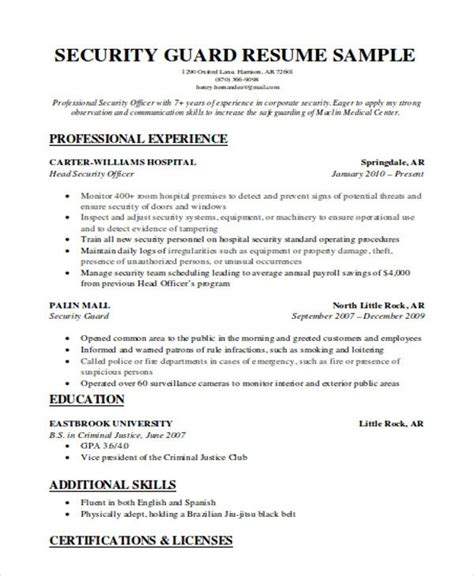 Security Guard Resume Examples Coverletterpedia