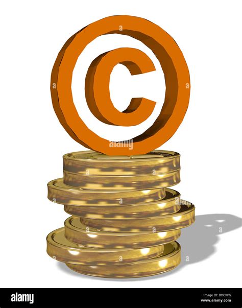 Copyright Sign On A Stack Of Coins Stock Photo Alamy