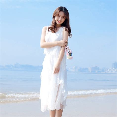 Tcyeek Elegant Women Summer Dress Real Silk Ruffles Long Dress Elegant Beach Dresses Boho White