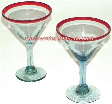 Mexican Glassware Mouth Blown Handmade Bubble Glass Martini Glass