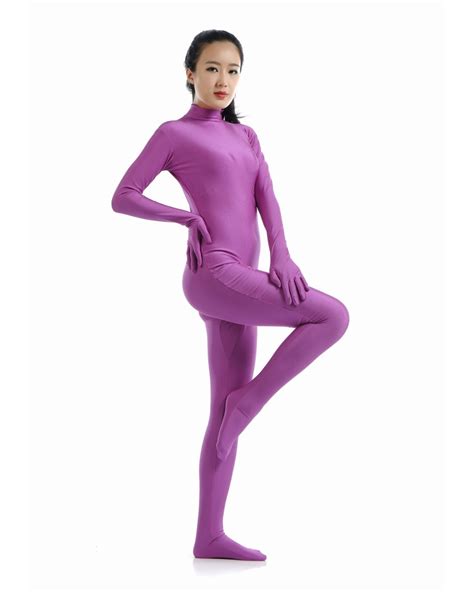 Adult Turtleneck Full Body Footed Zentai Unitard Without Hood Womens