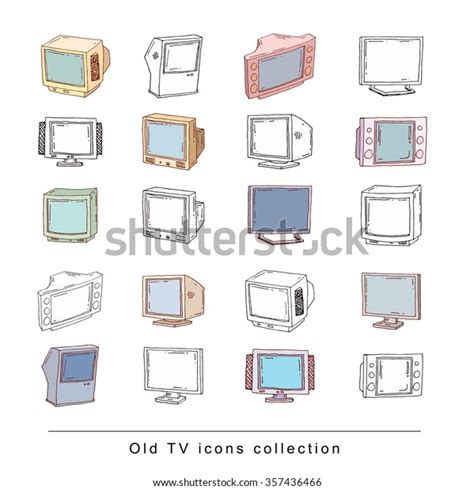 Set Televisions Vintage Vector Illustration Stock Vector Royalty Free