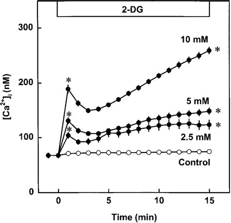 Glucose hexokinase traps this substance in most cells (with exception of liver and kidney) so that it makes a good marker for tissue glucose use and hexokinase. Dose-dependent effect of 2-deoxy-D-glucose (2-DG; F) on cytosolic Ca 2... | Download Scientific ...