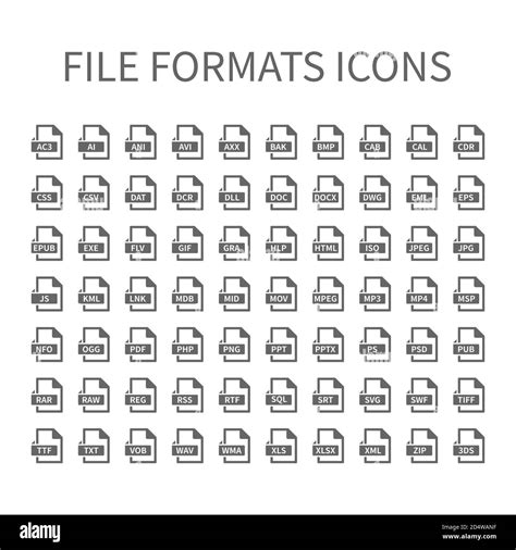 File Type Vector Icons File Format Icon Set Files Buttons Stock