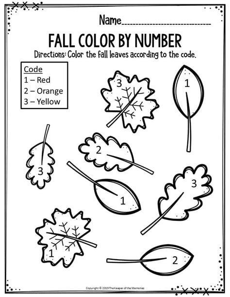 Color By Number Fall Printables Printable Word Searches