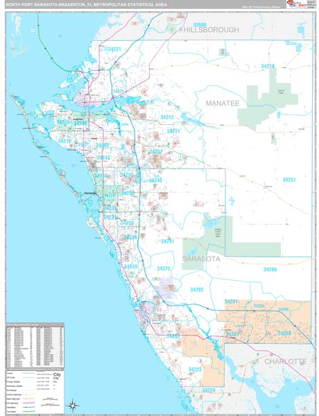 North Port Sarasota Bradenton Metro Area Fl Zip Code Maps Premium