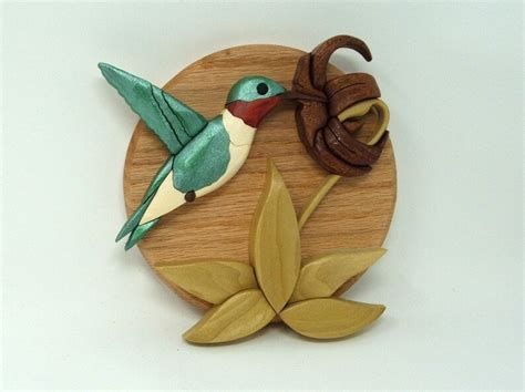 Hummingbird Intarsia Wood Art Etsy