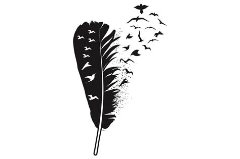 Feather With Birds Svg Vector Gráfico Por Artgraph · Creative Fabrica