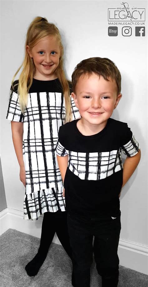 brother sister outfits cute black black and white check dress special size sibling