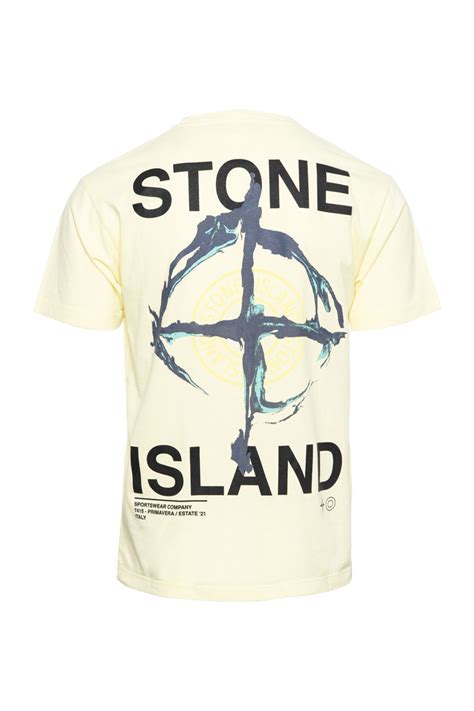 Stone Island T Shirt 100 Katoen Print Being There Herenkleding