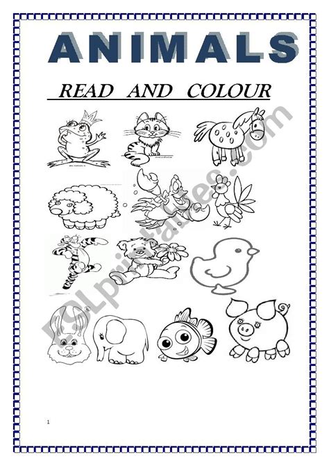 Animals Read And Colour Esl Worksheet By Khrys