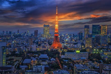 Hd Wallpaper City Anime Tokyo Tower Comet Sky Wallpaper Flare