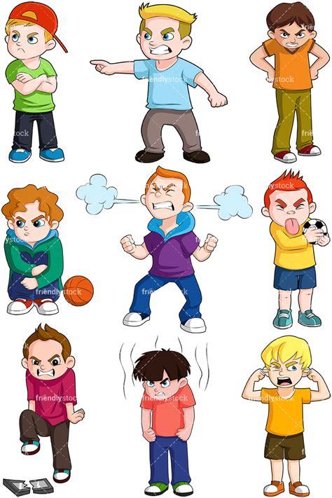 Angry Boys Cartoon Vector Clipart Friendlystock