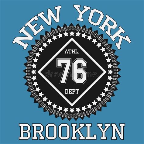 New York Brooklyn Typography T Shirt Stock Vector Illustration Of