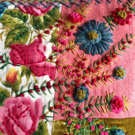 Detail Cushion Vintage Fabrics Velvet And Embroidery Teresa Searle