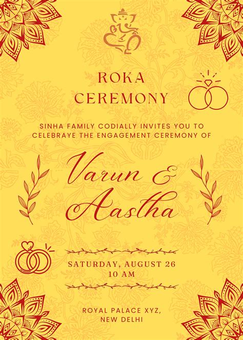 Roka Ceremony Invitation Card Shaadi Vibes