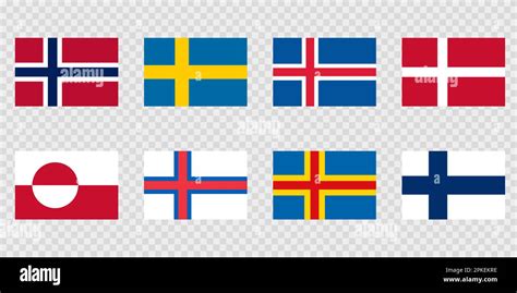 nordic countries flag icon set stock vector image and art alamy