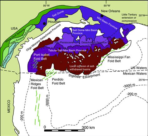 Map Of The Gulf Of Mexico Showing Main Structural Units And Water