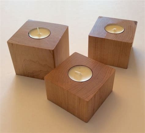 Wooden Tea Light Candle Holders Solid Style By Burnishdesigns