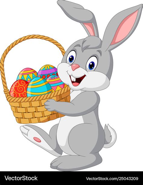 Cartoon Rabbit Holding An Easter Basket Royalty Free Vector