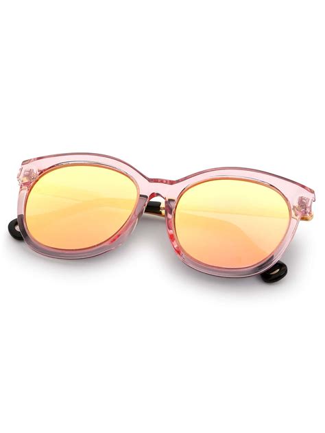 pink clear frame yellow lens sunglasses shein sheinside