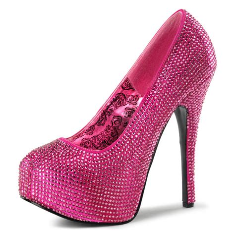 Bright Hot Pink Pumps With 575 Heels Covered In Sparkling Rhinestones