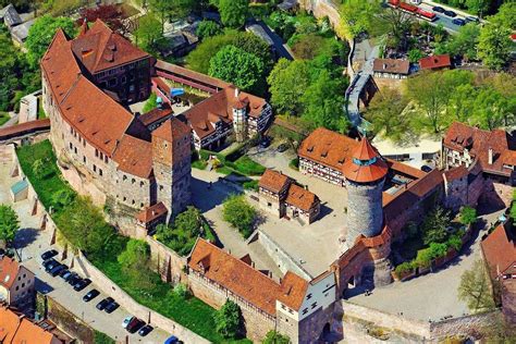 Aerial View Of The Nürnberger Burg Below The Round Sin Well Tower