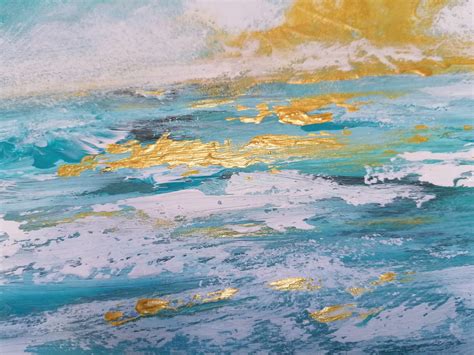 ‘golden Seas Original Framed Acrylic Painting Naomi Watkins Art