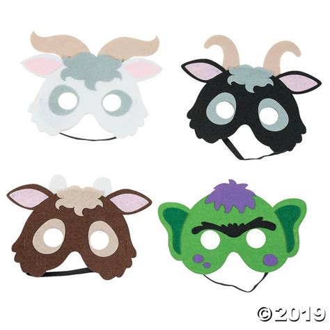 three billy goats gruff masks 1 set s