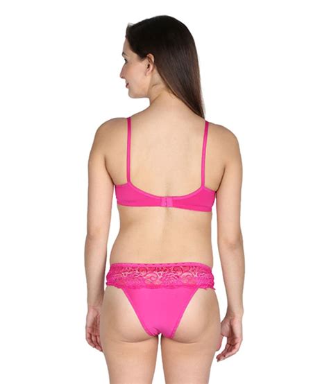 Buy Urbaano Pink Lycra Bra Panty Set Online At Best Prices In India Snapdeal