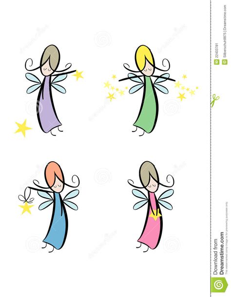 Clip Art Set Angel Girls Stock Vector Illustration Of