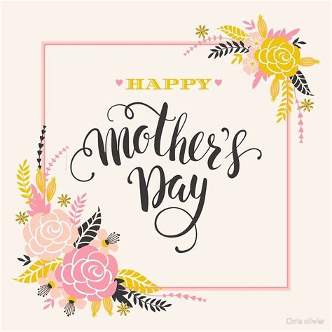 Happy Mothers Day Lettering Greeting Cards With Flowers By Chris