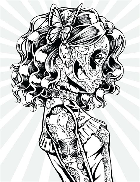 Day Of The Dead Skull Coloring Pages Printable At
