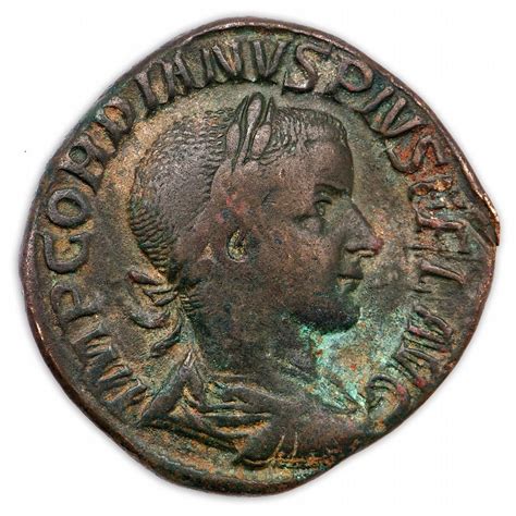Ancient Coin Gordian Iii Ae Sestertius Rome Mint 240 Ad Slightly Worn But A Fine Specimen