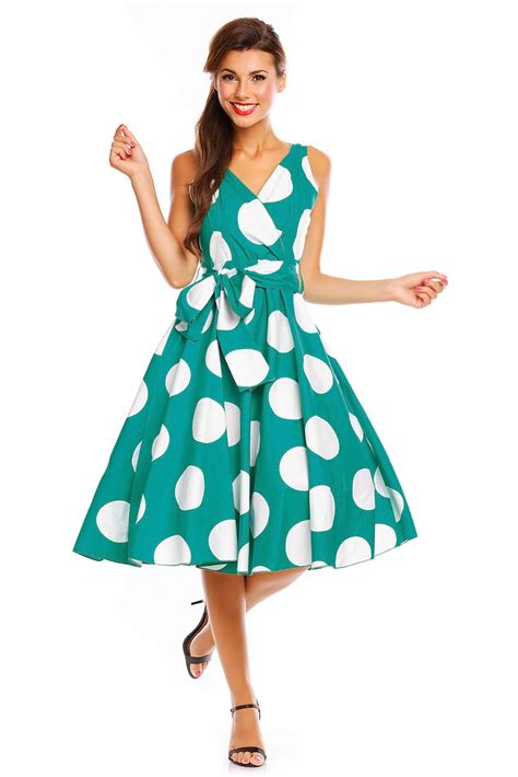 Ladies Retro Vintage 50s Swing Big Polka Dot Rockabilly Dress Ebay
