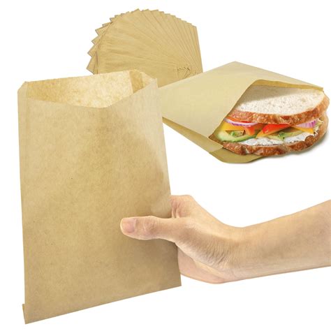 Fit Meal Prep 85 X 6 Inch Kraft Dry Wax Paper Sandwich Bags Brown