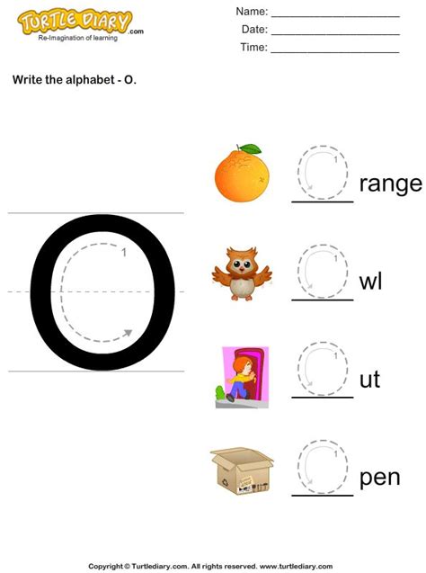 Download And Print Turtle Diarys Write Alphabet O In Uppercase