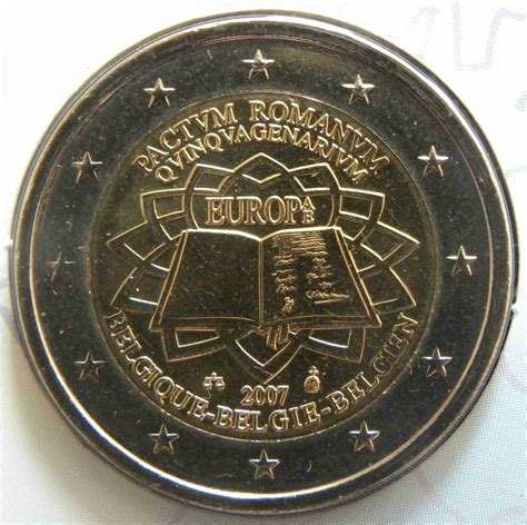 Belgium 2 Euro Coin 50 Years Treaty Of Rome 2007 Euro Coinstv