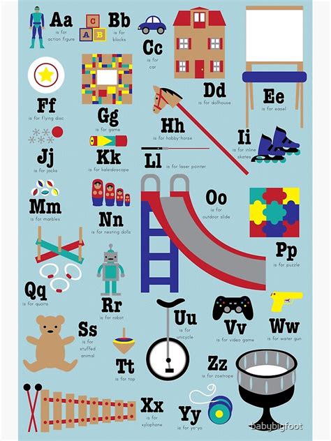 Toys And Games Alphabet Poster For Sale By Babybigfoot Redbubble