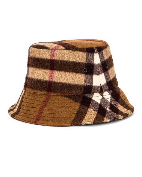 Burberry Giant Check Cashmere Bucket Hat In Birch Brown Check Fwrd