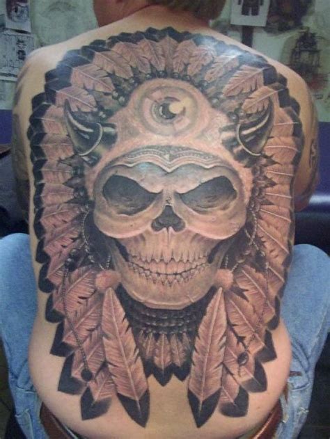 Tribal Skull Tattoos Designs On Back For Men