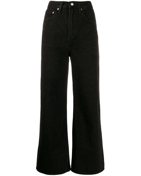 Levis Denim Ribcage Wide Leg Jeans In Black Save 15 Lyst