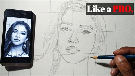 How To Draw A Face Using Grid Method Easily From Mobile Youtube