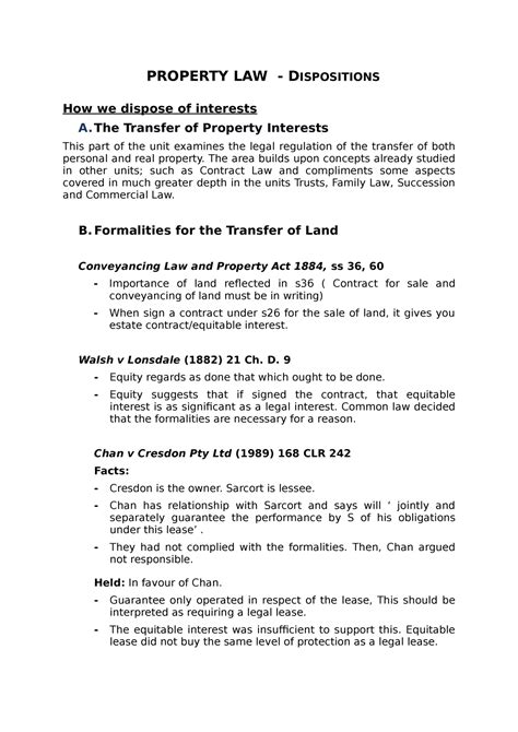 Property Law Disposition Property Law Dispositions How We Dispose Of
