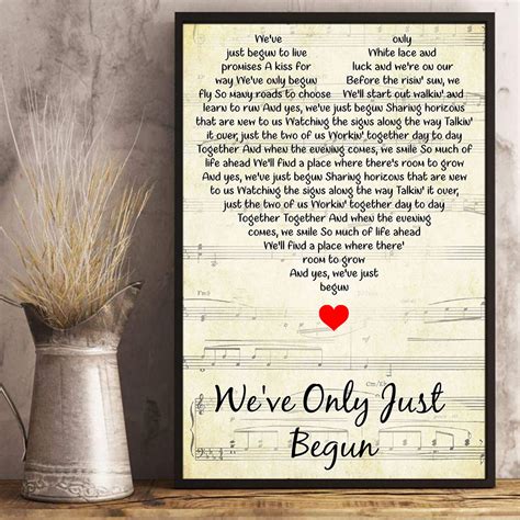 Weve Only Just Begun Lyrics Song Poster Heart Shape Posters Etsy